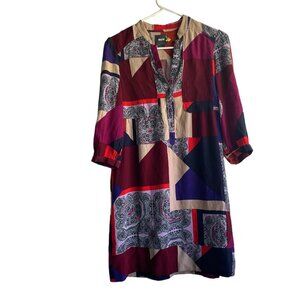 Anthropologie Maeve Womens 3/4 Sleeve Boho patchwork Taryn Shift Mini dress 2